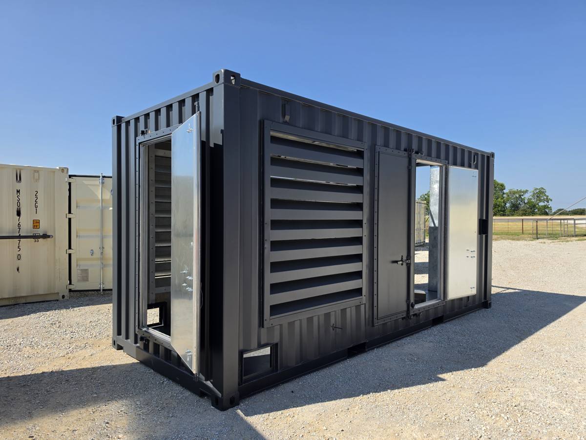 Shipping container generator enclosure built by Cactus Containers