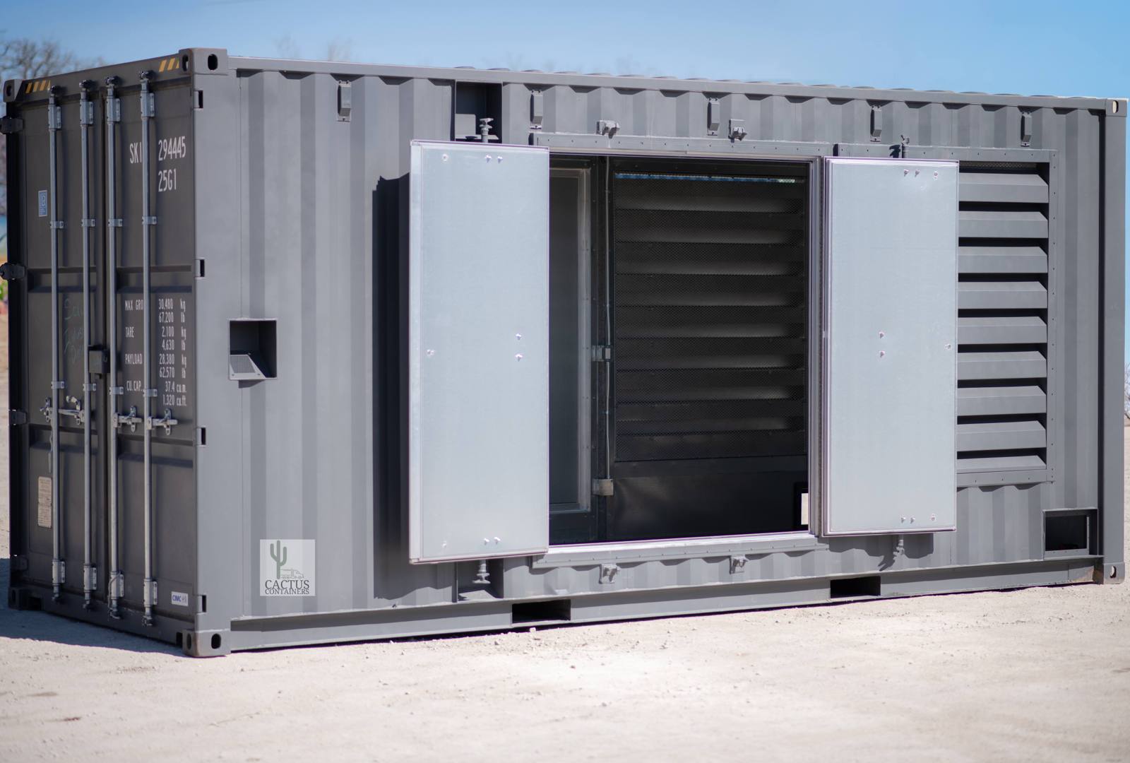 Service access doors on a Cactus Containers generator enclosure